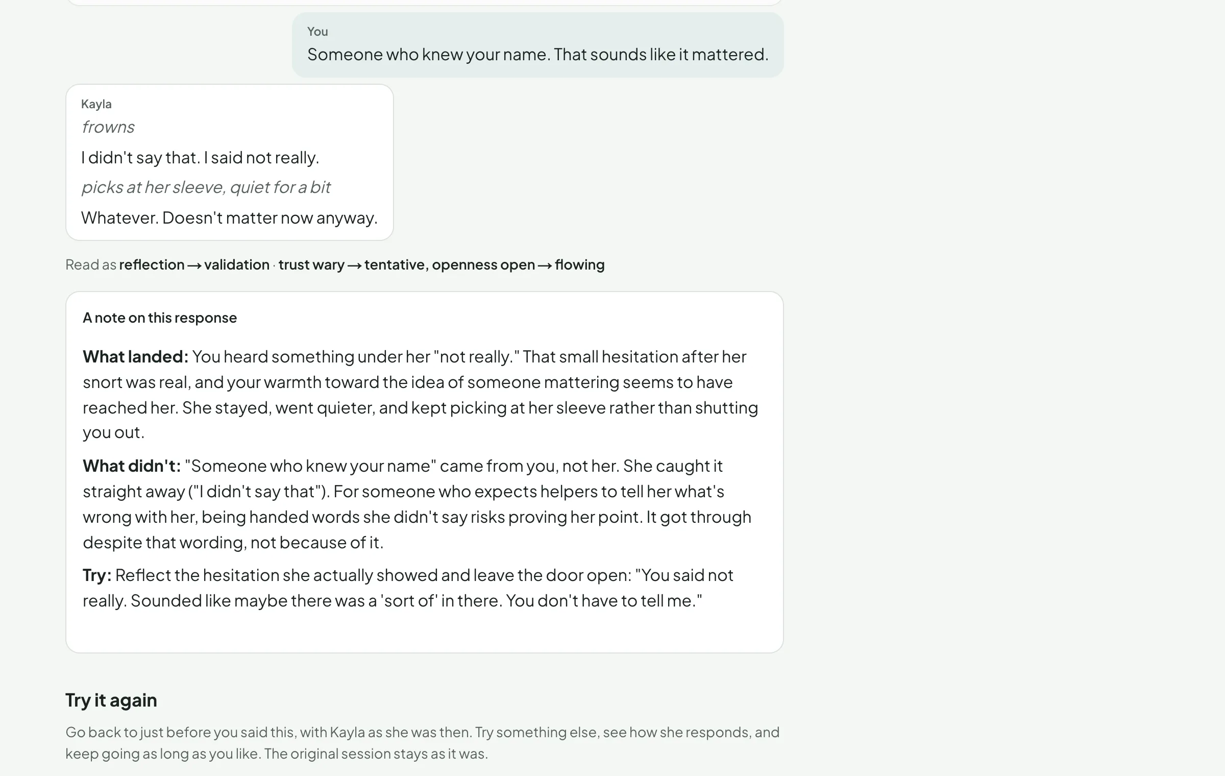 A note on one response: what landed, what didn't, and what to try